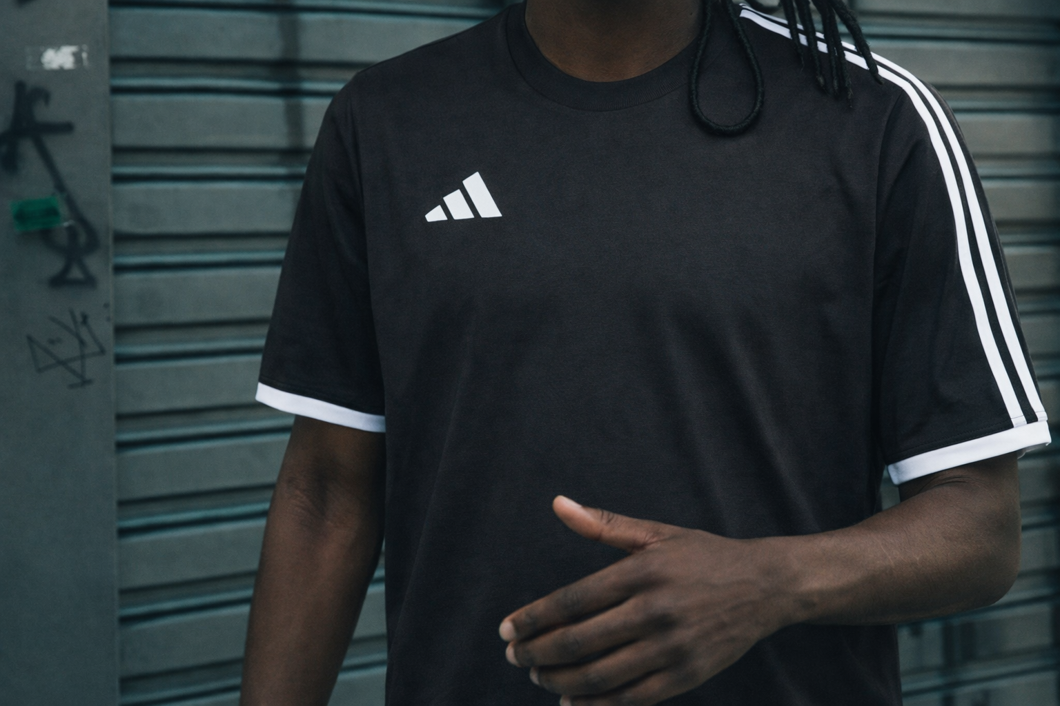 Adidas black t-shirt with custom branding